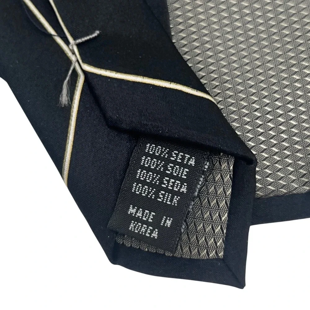 Necktie Vtg Art Deco Roaring Dance MCM Swing Silk Chevron Black Gold Tie Verona